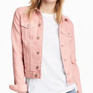 H&M fitted pink jean jacket size 6 nwot